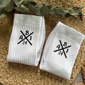 Abi Socken/personalisierte Socken/Abschluss/Tennissocken mit Name/Abi 2024/Geschenk Bild 1