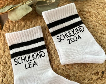 Personaliserte Einschulungssocken Für Kinder 2025 - Weiße Tennissocken Mit Namensdruck