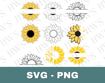 Sunflower SVG Bundle: Floral Clipart, Monogram Design (Digital Download)
