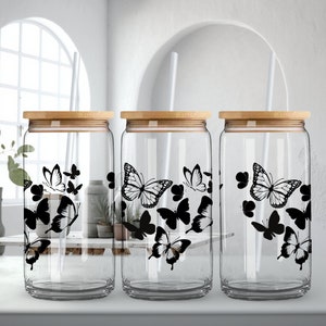 Lattina di vetro a farfalla SVG: Libbey Wrap, Tumbler Design (download digitale)