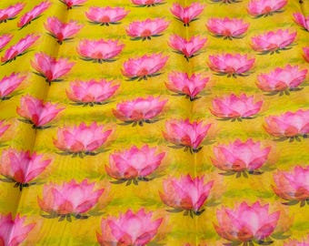 Floral Print Organza Fabric: Indian Style, 44" Wide, By The Yard