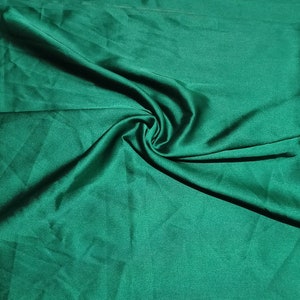Dark Emerald Green Charmeuse Silk Fabric By The Yards, Silk Satin Charmeuse Fabric, Gown Fabric, Polyester Satin Bridal Wedding Dress Fabric