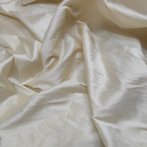Dark Ivory Taffeta Fabric, Plain Taffeta Silk Fabric, Gown Fabric, Ivory Color Polyester Taffeta Fabric For Bridal Dresses By The Yards