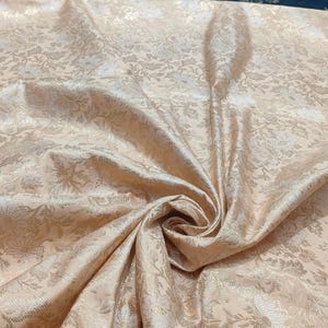 Indian Brocade Fabric, Brocade Fabric By The Yards, Peach and Gold Brocade Fabric, Indian Wedding Brocade Bridal Dresses Fabric