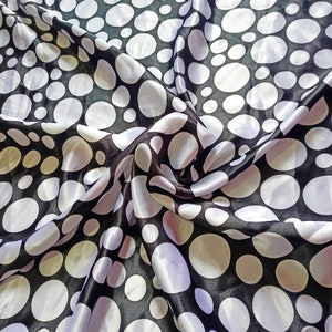 Polka Dot Satin Fabric, Charmeuse Satin Polka Dot Print Fabric By The Yards, Polyester Satin Gown Fabric Bridal Wedding Dress Satin Fabric