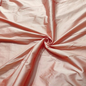 Peach Taffeta Fabric, Plain Taffeta Silk Fabric, Gown Fabric, Peach Color Polyester Taffeta Fabric For Bridal Dresses By The Yards