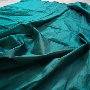 Rich Green Teal Taffeta Fabric, Plain Taffeta Silk Fabric, Gown Fabric, Teal Green Polyester Taffeta Fabric For Bridal Dresses By The Yards