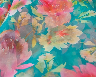 Tessuto in organza con stampa floreale a foglia: decorazione per matrimonio larga 44"