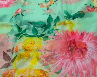Floral Print Organza Fabric: 44" Wide, Wedding & Party Decor