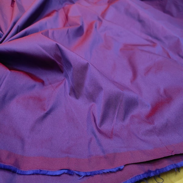 Purple Two Tone Taffeta Fabric, Plain Taffeta Silk Fabric, Gown Fabric, Purple Color Polyester Taffeta Fabric For Bridal Dresses By The Yard