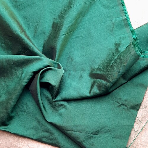 Dark Emerald Green Silk Taffeta Fabric Plain Taffeta Silk Etsy