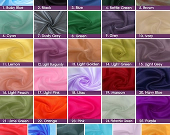 31 Colors Organza Fabric, Sheer Organza Fabric, Lightweight Organza For Dress, Party Wedding Decoration, Organza Fabric Sold by Yards