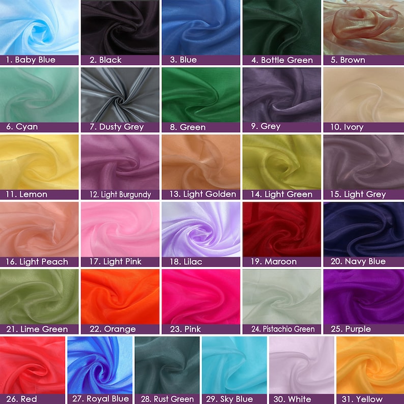 31 Colors Organza Fabric, Sheer Organza Fabric, Lightweight Organza for ...