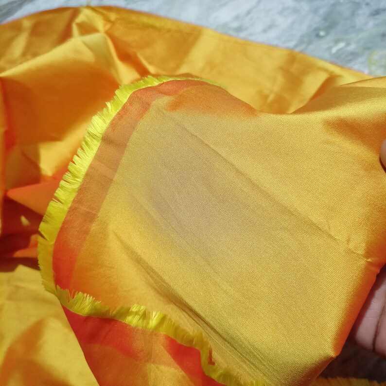 Yellow Silver Taffeta Silk Fabric main image 0