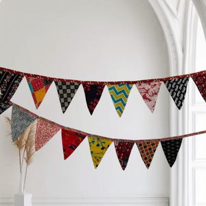 Recycled Fabric Garland: Handmade Bunting, Garden Decoration