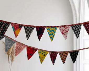 Recycled Fabric Garland: Handmade Bunting, Garden Decoration