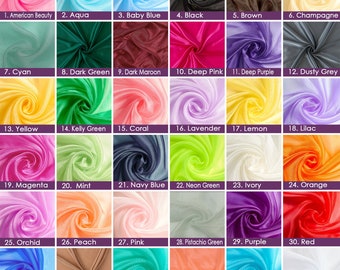 Tela de organza de colores surtidos, tela de organza transparente de 44" de ancho, organza ligera para decoración de fiestas y bodas. Se vende cortada a medida.