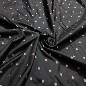 Printed Black Polyester Taffeta Fabric: Polka Dot Gown Fabric
