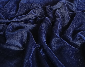 Navy Blue Velvet Fabric: Polyester Silk Blend, Bridal Gown Material