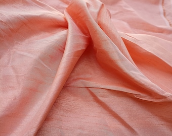 Peach Faux Silk Dupioni Fabric: Bridal Gown & Curtain Material