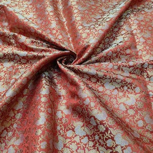 Maroon & Gold Brocade Fabric: Indian Wedding Dresses, Formal Gowns