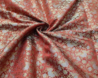 Maroon & Gold Brocade Fabric: Indian Wedding Dresses, Formal Gowns