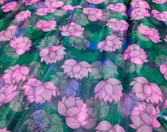 Floral Print Organza Fabric: Wedding & Party Decoration - 44" Wide