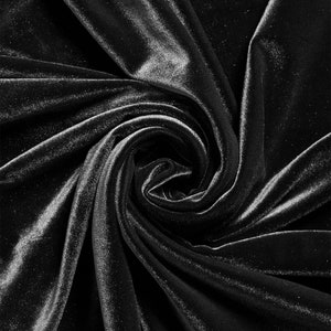 Black Velvet Fabric, Black Silk Velvet Fabric, Black Velvet Gown Fabric, Polyester Black Velvet Fabric For Bridal Dresses Gown By The Yards