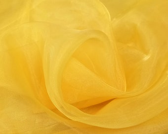 Yellow Sheer Organza Fabric: Lightweight Polyester, 44" Wide, Sold By The Yard