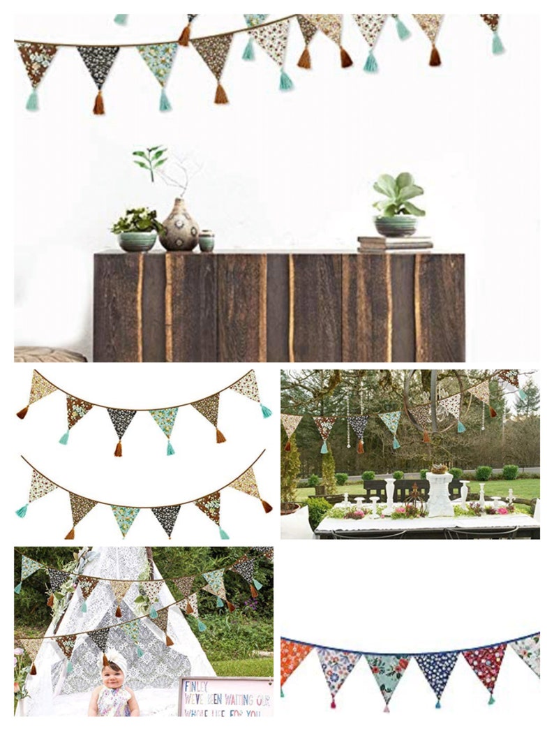 Kantha Fabric Bunting: Recycled Prayer Flags, Tassel Garland With Tassel