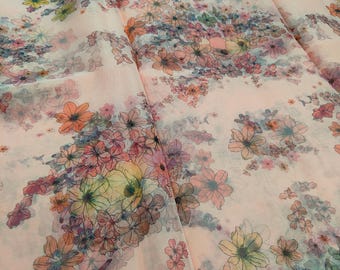 Floral Print Organza Fabric: Indian Style, 44" Wide, By The Yard