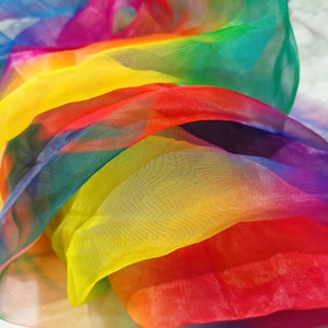 Rainbow Organza Fabric, Sheer Organza Fabric, Premium Quality Organza Fabric For Party Wedding Decoration, Organza Fabric Sold by Yards