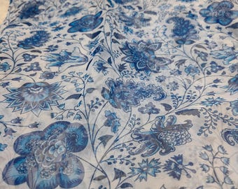 Floral Print Organza Fabric: Indian Style, 44" Wide, By The Yard