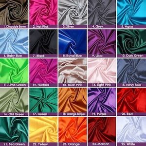 25 Colors Silk Satin Fabric, Luxury Silk Satin Fabric By The Yards, Polyester Satin Charmeuse Gown Fabric Bridal Wedding Dress Satin Fabric