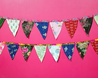 Kantha Bunting, Recycled Garland Bunting, Handmade Bunting, Garden Decoration, Kantha Garland Bunting, Recycled Prayer Flags, Tassel Garland