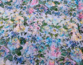 Floral Print Organza Fabric: Indian Style, 44" Wide, By The Yard