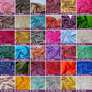 36 Colors Silk Satin Fabric, Luxury Silk Satin Fabric By The Yard, Polyester Satin Charmeuse Gown Fabric Bridal Wedding Dress Satin Fabric