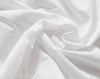 White Cotton Voile Fabric: Solid White, Non-Stretch - By The Yard