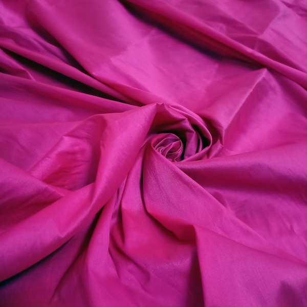 Fuchsia roze taftstof, effen taftzijde stof, jurkstof, fuchsia kleur polyester taftstof voor bruidsjurken op maat
