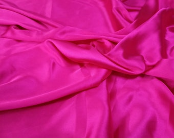 Hot Pink Polyester Satin Charmeuse Fabric: Bridal Gown Material