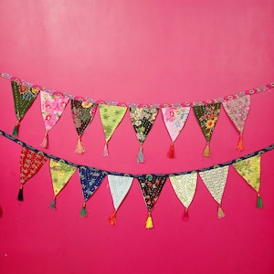 Kantha Tassel Bunting, Handmade Tassel Bunting, Garden Decoration, Kantha Garland Bunting, Recycled Prayer Flags, Tassel Garland
