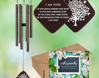 Memorial Sympathy Melodic Wind Chimes, Bereavement Comforting Gift Remembrance Box Patio Condolence Keepsake Grief Gifted Bronze