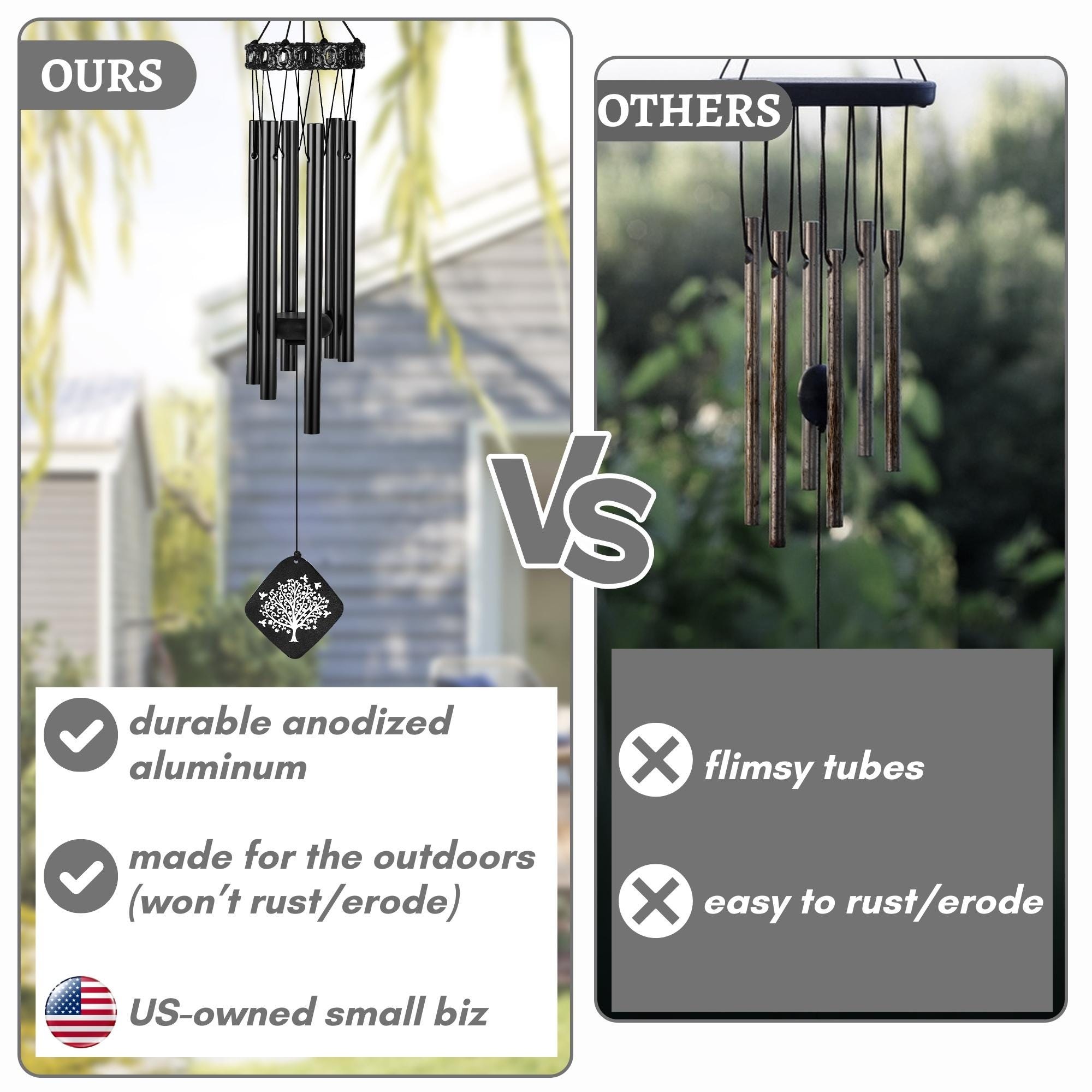 Windspiel Zum Gedenken – 91,4 Cm, Schwarz, Als Beileidsgeschenk Für Garten Oder Terrasse