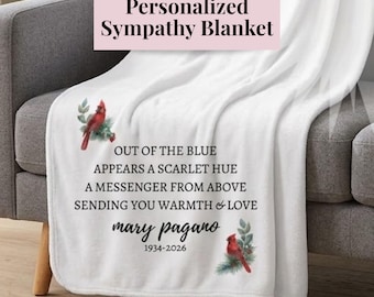 Cardinal Memorial Blanket Personalized, In Memory of Mother Father, Custom Bereavement Gift, Loss of Loved One Sympathy Throw, Condolences