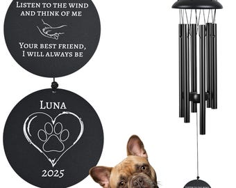 Trauer Begabter Hund Gedenk Windspiel | Personalisiertes Haustier-Verlustgeschenk | Regenbogen-Brücke | Beileid Kundenspezifisches begabtes Erinnerungs-Andenken