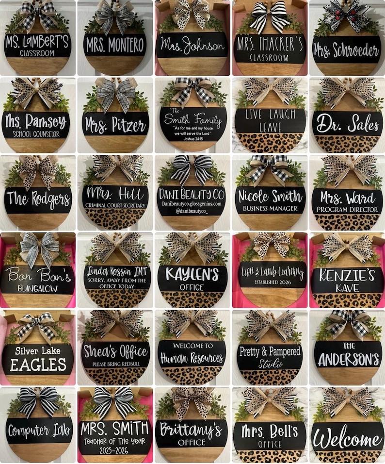 Leopard Print Teacher Door Sign with INTERCHANGEABLE BOW Teacher Door hanger Classroom sign Classroom door hanger Teacher gift image 7