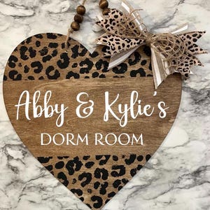 Animal Print Heart Sign with Interchangeable Bow Door Hanger for Dorm Room/ Office / Classroom / Bedroom / RV