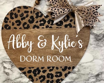 Animal Print Heart Sign with Interchangeable Bow Door Hanger for Dorm Room/ Office / Classroom / Bedroom / RV