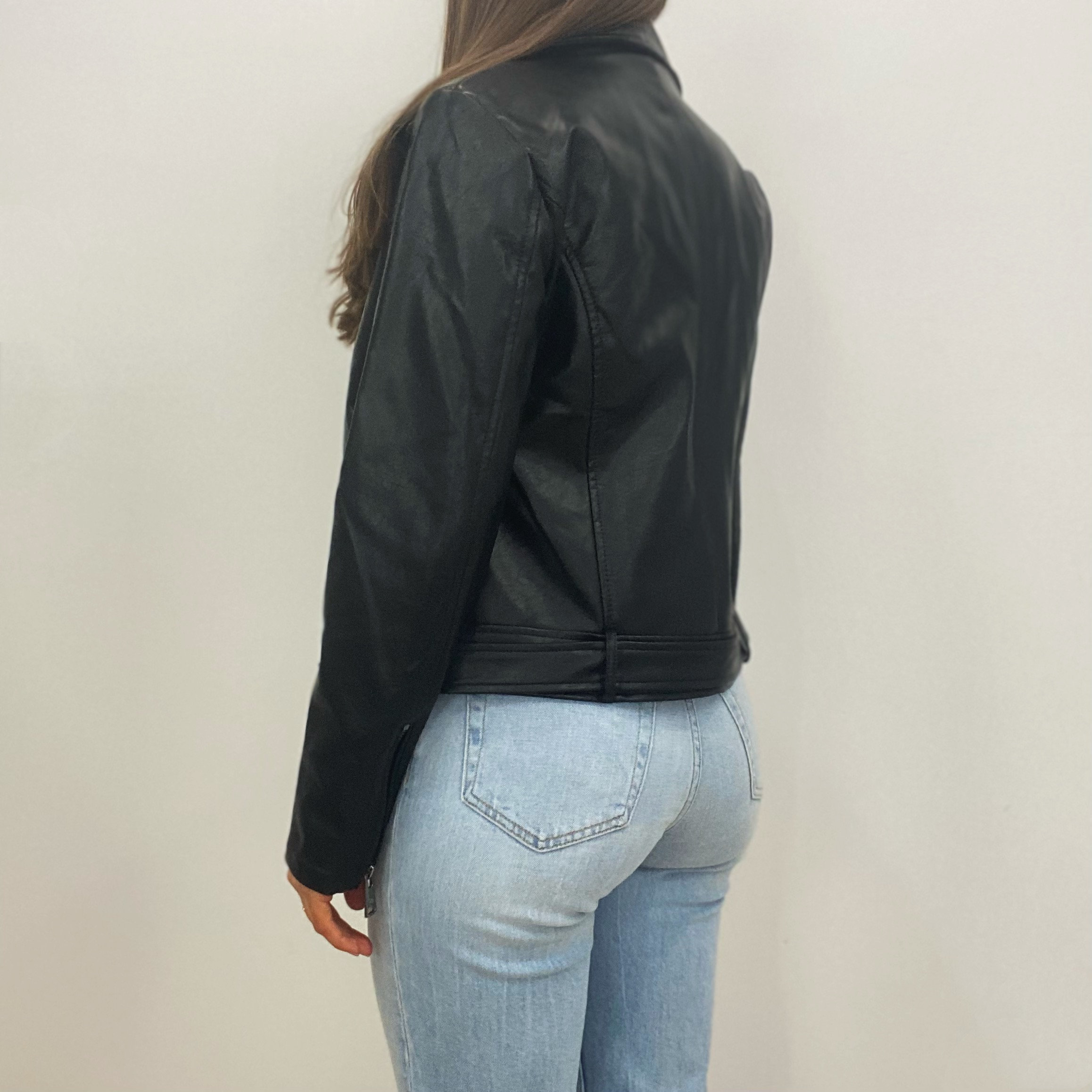 Women's Black Faux Leather Biker Jacket main image 1