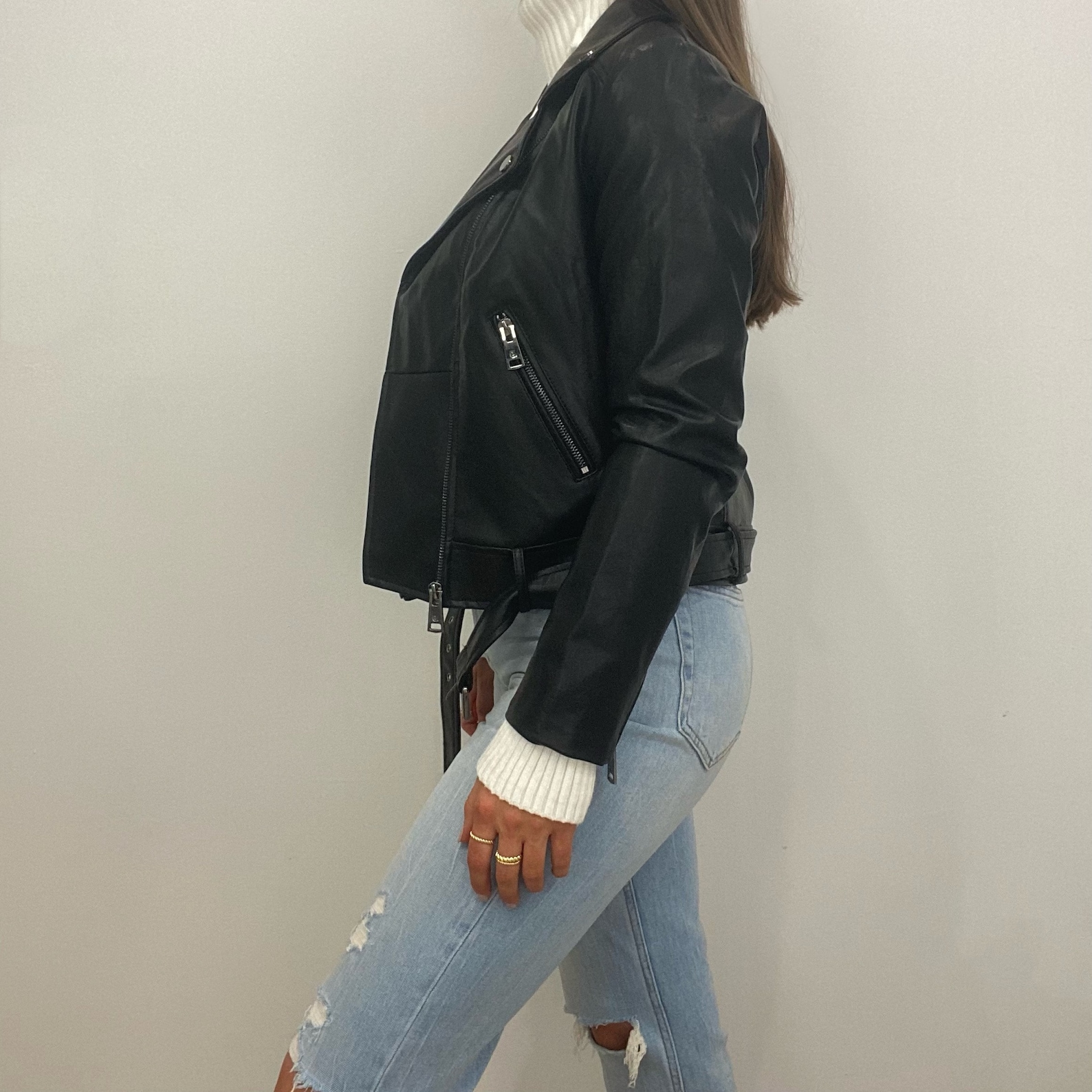 Soya Concept Gunilla 7 Black Faux Leather Moto Biker Jacket